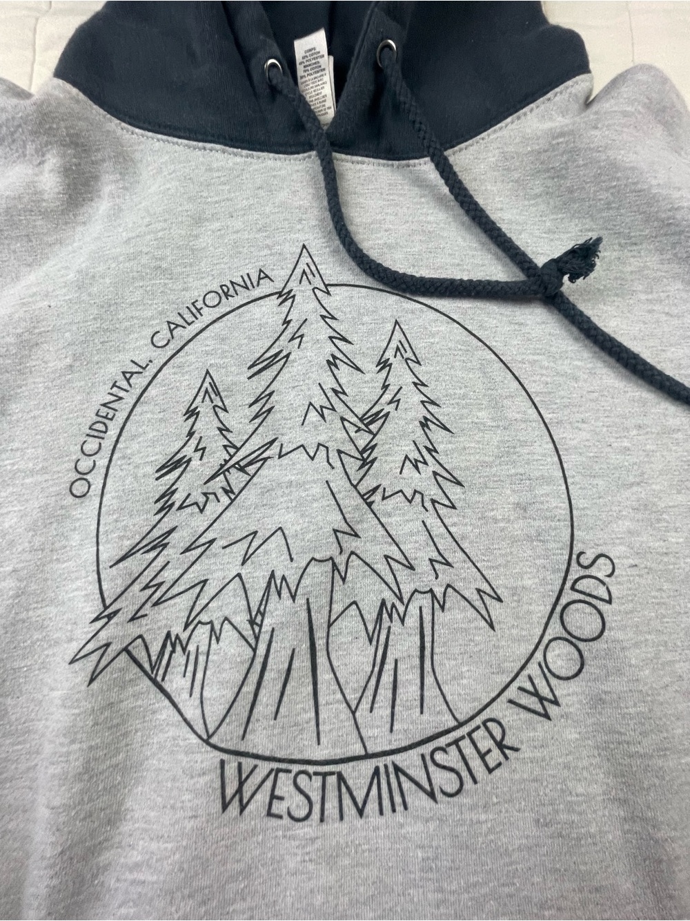 Westminster Woods Occidental California Grey & Blue Hoodie Tree Graphic Medium